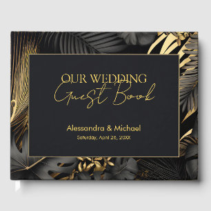Livre D'or Mariage moderne Black Gold Tropical