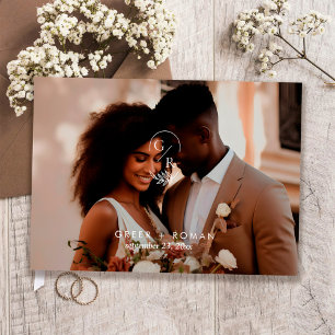 Livre D'or Mariage Moderne de Photo de Monogramme Minimaliste