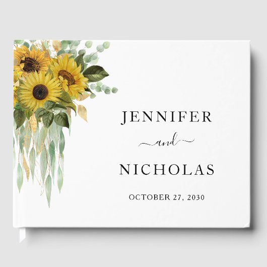 Livre D'or Mariage moderne de tournesol Eucalyptus (Recto)