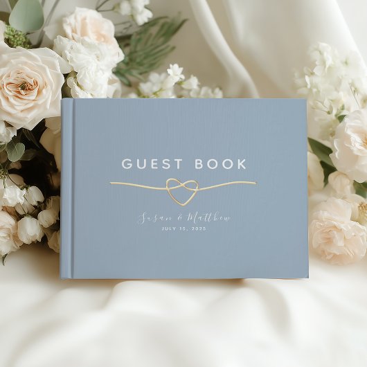 Livre D'or Mariage moderne Dusty Blue Gold