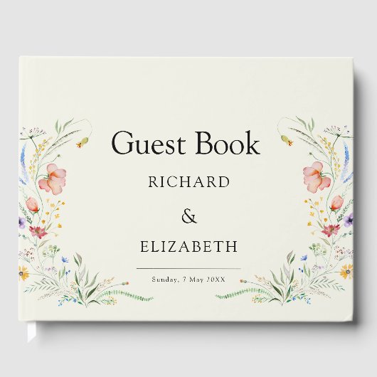 Livre D'or Mariage moderne Fleur sauvage minimal élégant (Recto)