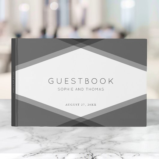 Livre D'or Mariage moderne géométrique à couche grise