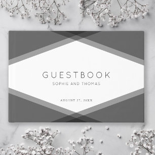 Livre D'or Mariage Moderne Géométrique à Couches Grises