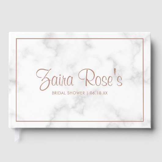 Livre D'or Mariage moderne gris marbre et rose gold (Recto)