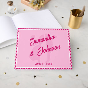 Livre D'or Mariage Moderne Rose Pâle à Rayures Chevron