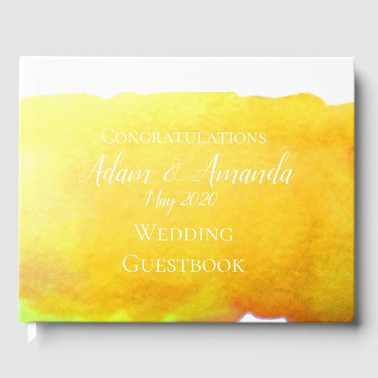 Livre D'or Mariage moderne simple aquarelle jaune (Recto)
