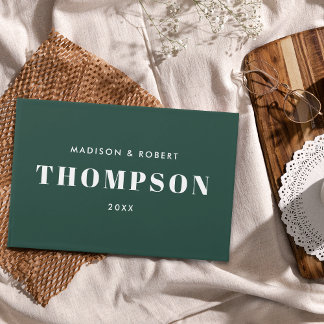 Livre D'or Mariage Moderne Simple Émeraude Vert Gras Monogram