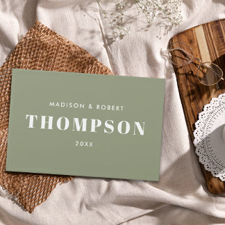 Livre D'or Mariage Moderne Simple Vert Sauge Gras Monogramme