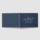 Livre D'or Mariage Monogramme bleu marine moderne et blanc (Complet)