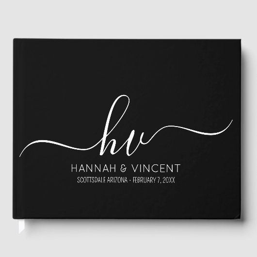 Livre D'or Mariage Monogramme Calligraphie Script Minimal Chi (Recto)