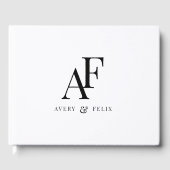 Livre D'or Mariage Monogramme noir et blanc Élégant simple (Recto)