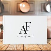 Livre D'or Mariage Monogramme noir et blanc Élégant simple