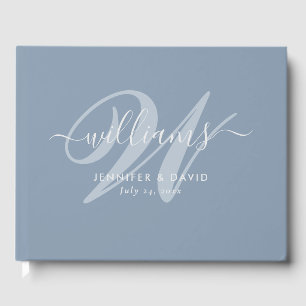Livre D'or Mariage monographique bleu Dusty personnalisé