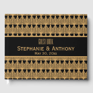 Livre D'or Mariage Motif Gold et Black Art Déco