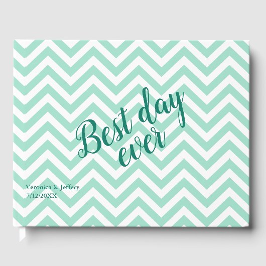 Livre D'or Mariage Motif Mint Green Chevron (Recto)