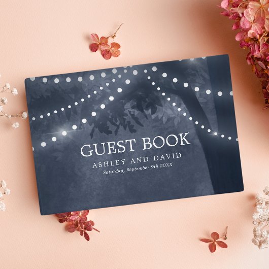 Livre D'or Mariage Navy Blue Rustic Tree