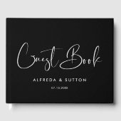 Livre D'or Mariage noir et blanc élégant et moderne (Recto)