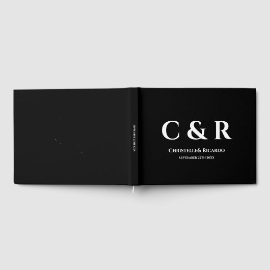 Livre D'or Mariage noir monogramme simple et élégant (Complet)