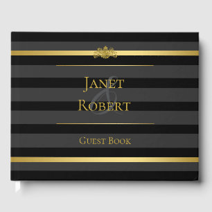 Livre D'or Mariage officiel Black Gold Tuxedo Stripe