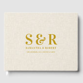 Livre D'or Mariage or Monogramme Linge beige (Recto)