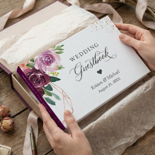 Livre D'or Mariage Or Rose Fleur Mauve Lilas Violet