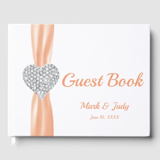 Livre d'or Mariage Orange Diamond Heart (Recto)