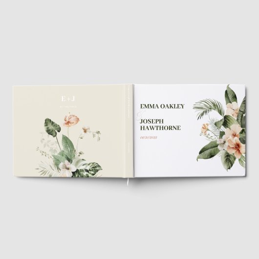 Livre D'or Mariage pastel hibiscus boho tropical (Complet)