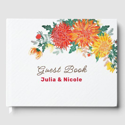 Livre D'or Mariage Pastel Orange Yellow Spring Dahlia Fleurs (Recto)