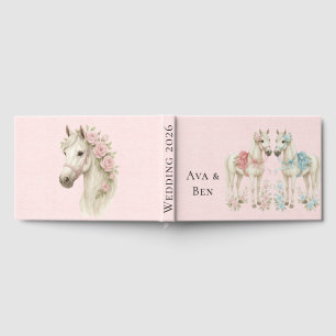 Livre D'or Mariage Pastel Pink & White Horse