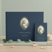 Mariage pastoral français bleu marine et or
