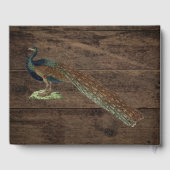 Livre D'or Mariage Peacock Turquoise en bois rustique (Verso)