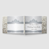Livre d'or mariage personnalisable en argent et bl (Complet)