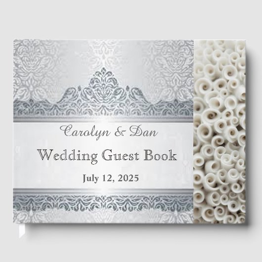 Livre d'or mariage personnalisable en argent et bl (Recto)