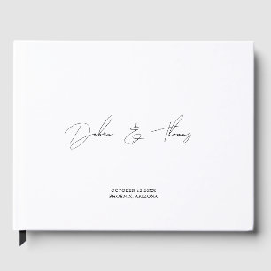 Livre D'or Mariage Personnalisé Moderne Minimaliste Noir Blan