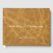 Livre D'or Mariage personnalisé Monogram Faux Camel en cuir (Recto)