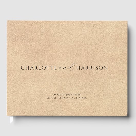 Livre D'or Mariage personnalisé Monogram Faux Crème Cuir (Recto)