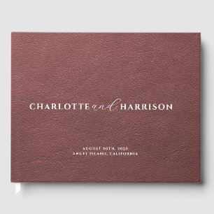 Livre D'or Mariage personnalisé Monogram Faux Cuir Brown