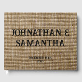 Livre D'or Mariage personnalisé rustique burlap motif nature (Recto)