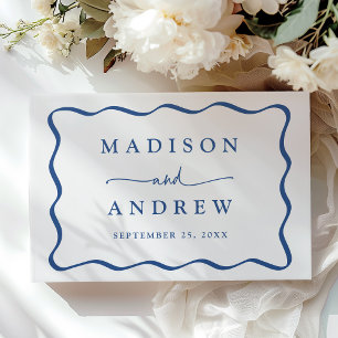 Livre D'or Mariage photo avec cadre ondulé bleu moderne