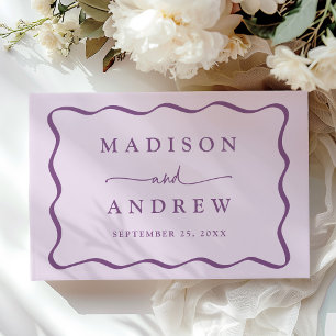 Livre D'or Mariage photo avec cadre ondulé violet moderne
