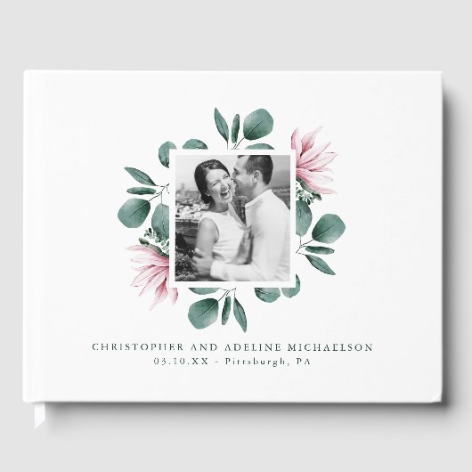 Livre D'or Mariage photo Elegant Eucalyptus aquarelle cadre (Recto)