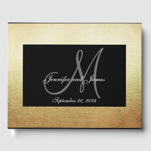 Livre D'or Mariage photo Faux Gold Black Elegant (Recto)