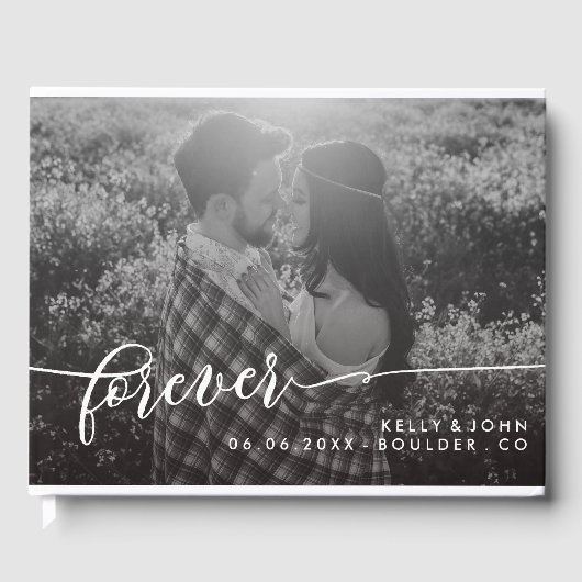 Livre D'or Mariage photo Forever Overlay White Script (Recto)