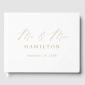 Livre D'or Mariage photo moderne Elegant Gold Script (Recto)