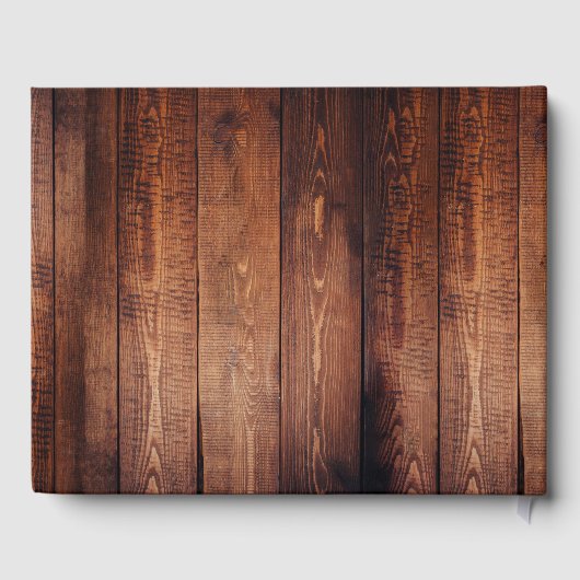 Livre D'or Mariage photo rustique en bois de grange foncé (Verso)