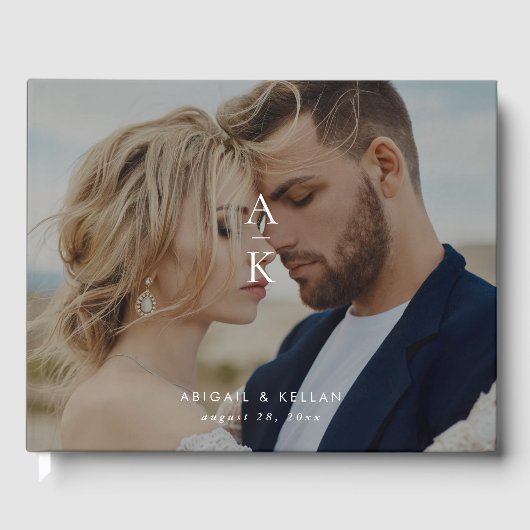 Livre D'or Mariage photo simple et moderne Monogramme (Recto)