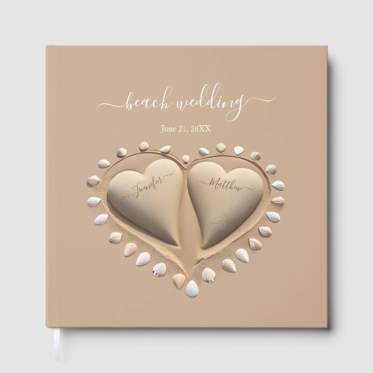 Livre D'or Mariage plage Coeurs de sable (Recto)