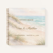 Livre d'or Mariage Plage Coeurs Sable Monogrammé (Devant)