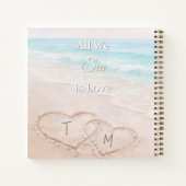 Livre d'or Mariage Plage Coeurs Sable Monogrammé (Dos)