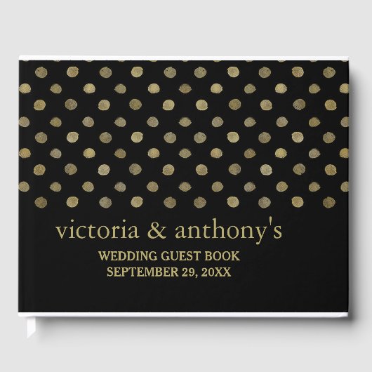 Livre D'or Mariage Pois moderne Black & Gold (Recto)